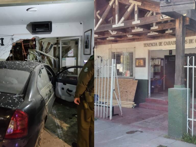 Conductor ebrio choca contra Tenencia de Carabineros en Chépica