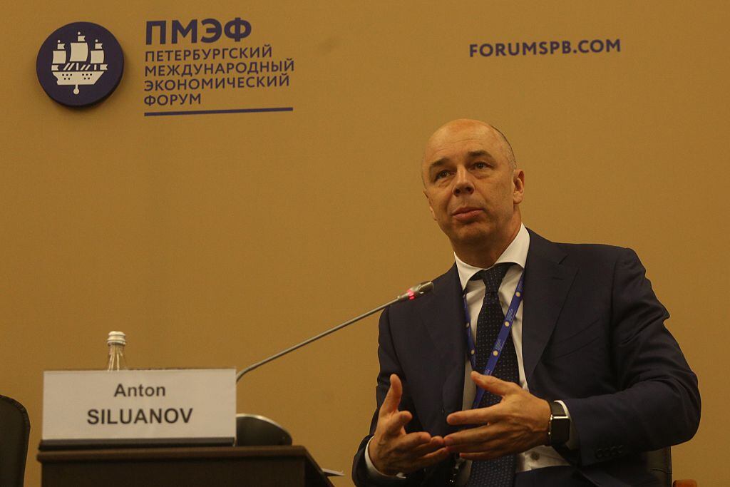 El ministro de finanzas de Rusia Anton Siluanov en un foro empresarial