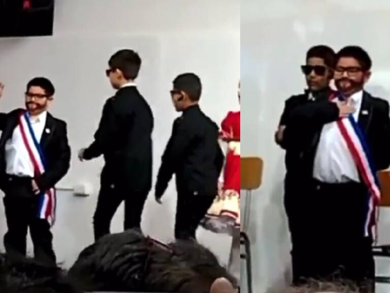 Hasta la barba y los gestos: niño saca aplausos con imitación del Presidente Boric