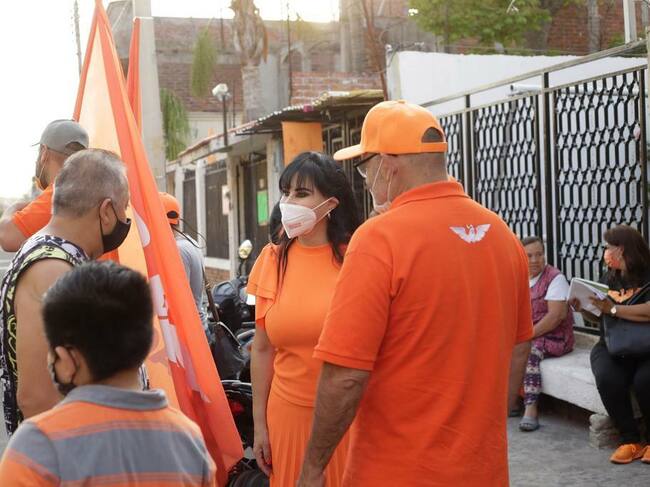 Alma Barragán durante un acto de campaña en Moroleón