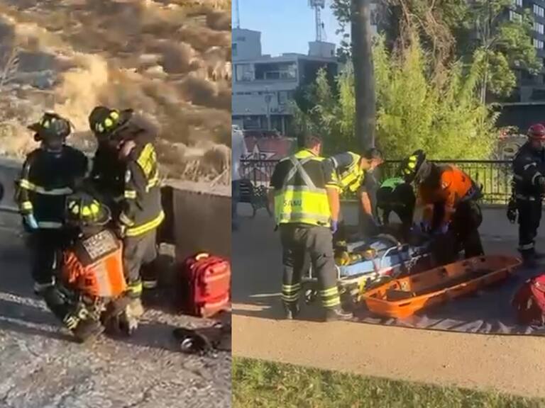 Bomberos rescata a hombre que cayó al río Mapocho: habría sido lanzado tras sufrir un asalto