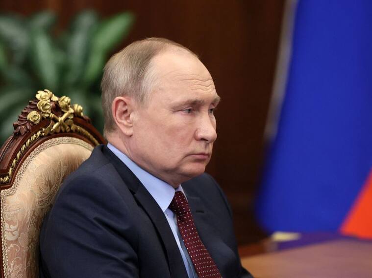 Russian President Vladimir Putin attends a meeting with the head of Russia's Union of Industrialists and Entrepreneurs, a big business lobby group, at the Kremlin in Moscow on March 2, 2022. (Photo by Mikhail Klimentyev / SPUTNIK / AFP) (Photo by MIKHAIL KLIMENTYEV/SPUTNIK/AFP via Getty Images)