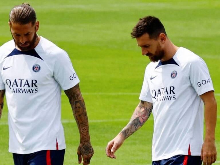 El duro encontrón que protagonizaron Lionel Messi y Sergio Ramos en entrenamiento del PSG