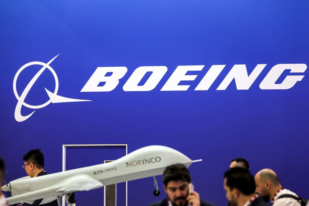 La compañía Boeing en un evento de aeronáutica en Dubai de Emiratos Árabes Unidos.