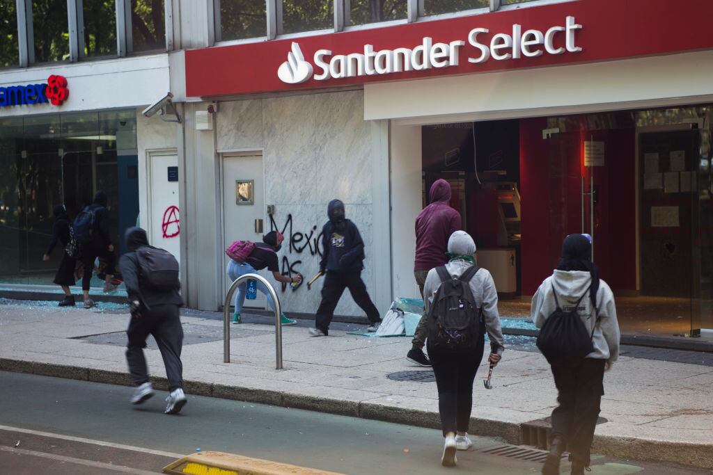 Una protesta contra los bancos en Ciudad de México
