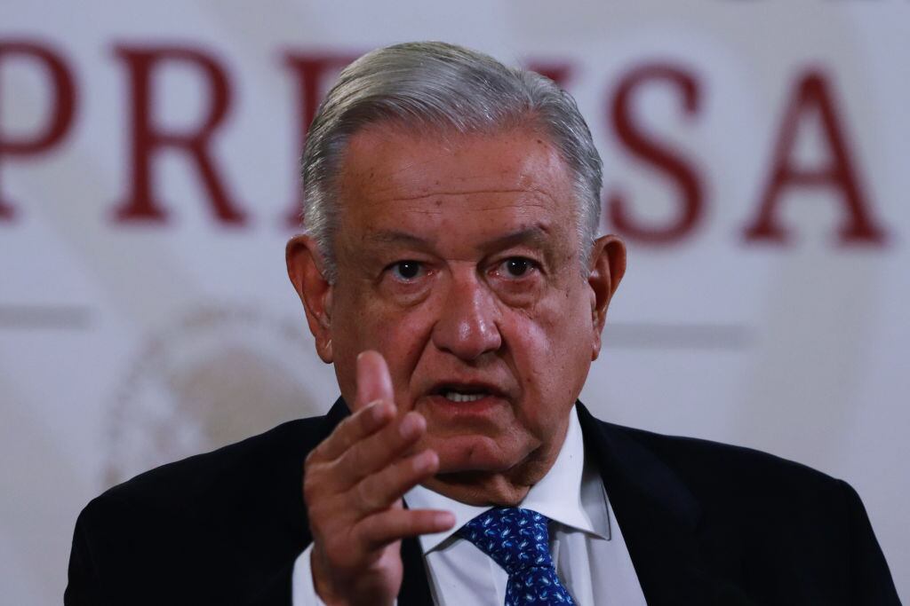 El presidente de México, Andrés Manuel López Obrador, ante la prensa en el Palacio Nacional del Distrito Federal.