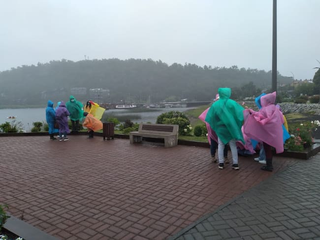Gente en Pucón llegó pese a la lluvia a ver el eclipse
