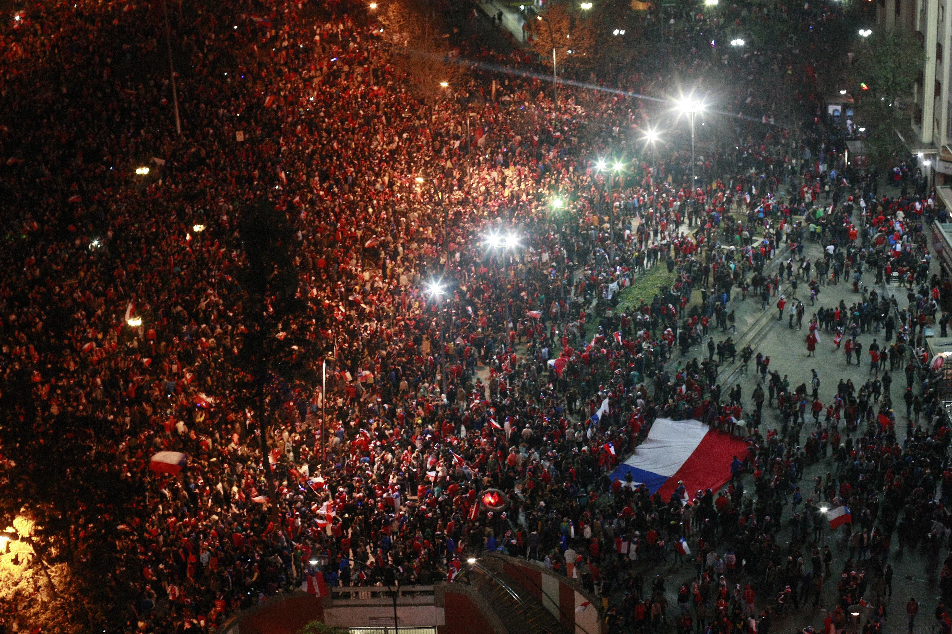 La celebración de la Copa América que obtuvo Chile en 2015. Foto: Agencia Uno