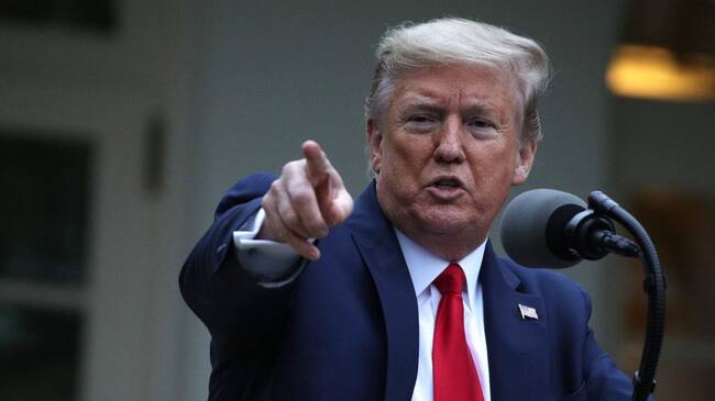 WASHINGTON, DC - APRIL 14: U.S. President Donald Trump speaks during the daily briefing of the White House Coronavirus Task Force in the Rose Garden at the White House April 14, 2020 in Washington, DC. President Trump announced that he is halting funding for World Health Organization WHO. (Photo by Alex Wong/Getty Images)