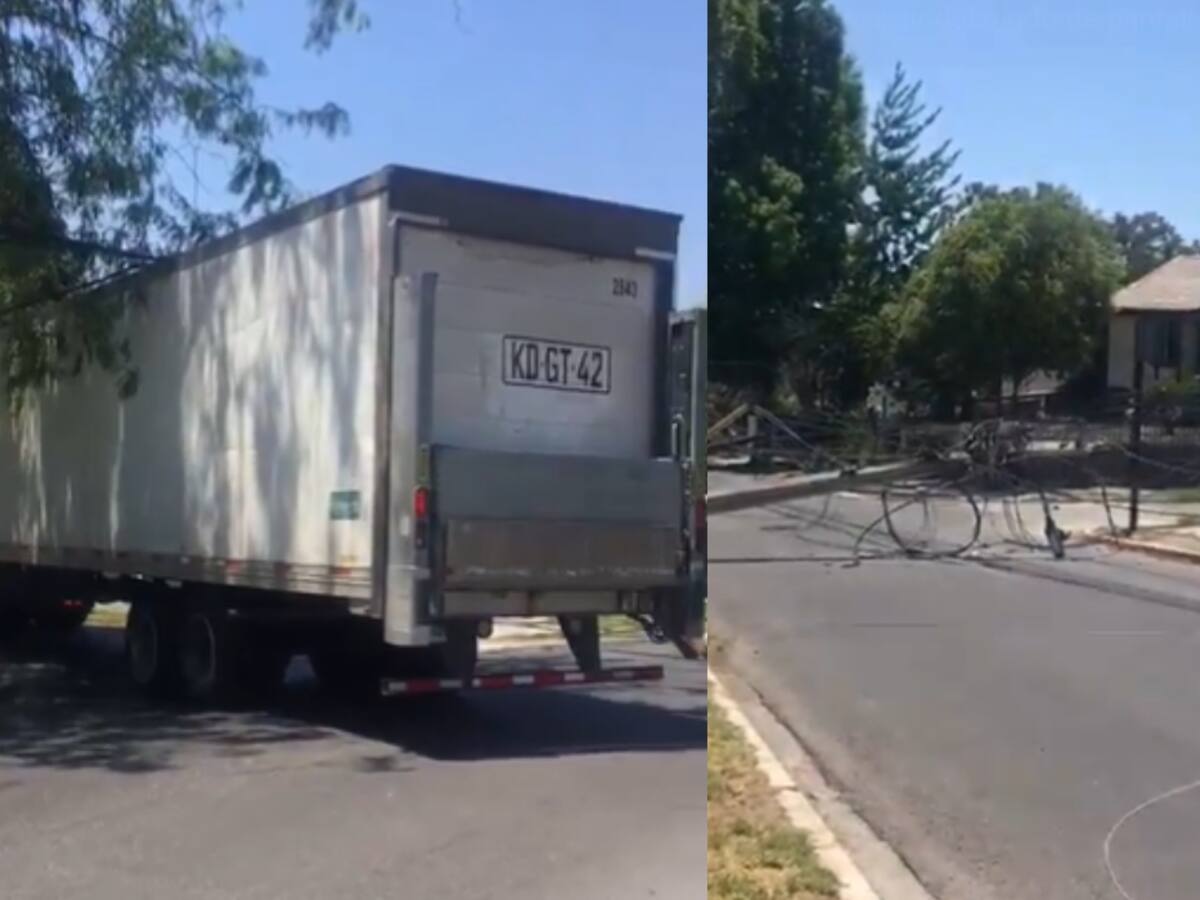 Camión arrasa con 12 postes en La Reina: cerca de 200 clientes quedaron sin luz