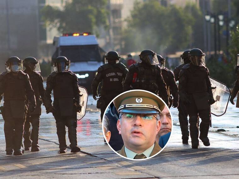 Imagen de fondo: Agencia UNO | Imagen del carabinero (r): captura 24 Horas