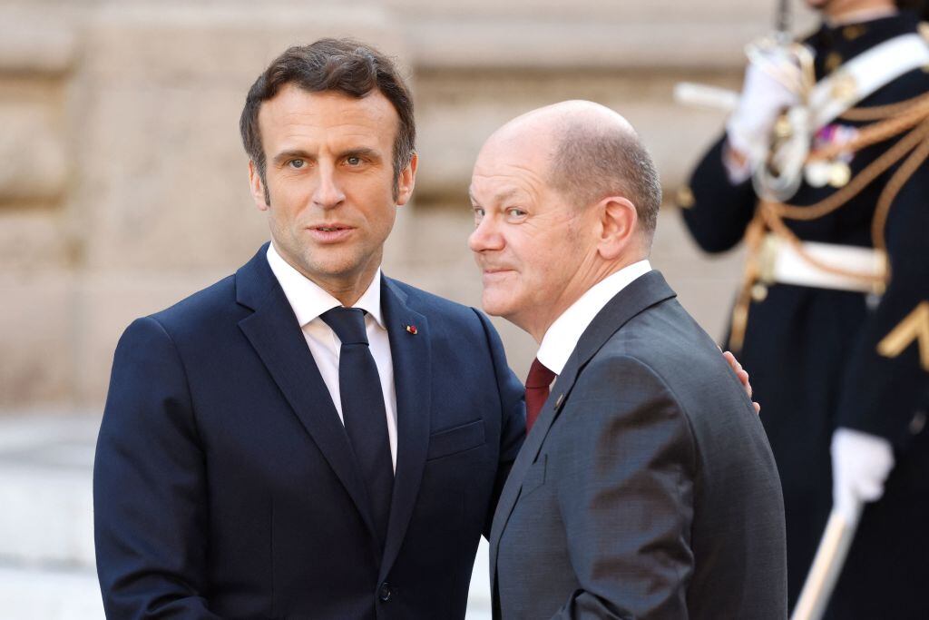 El presidente francés Emmanuel Macron y el canciller alemán Olaf Scholz