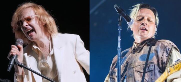 Beck (Kevin Mazur via Getty Images for Live Nation) + Win Butler of Arcade Fire (Mariano Regidor via Redferns)