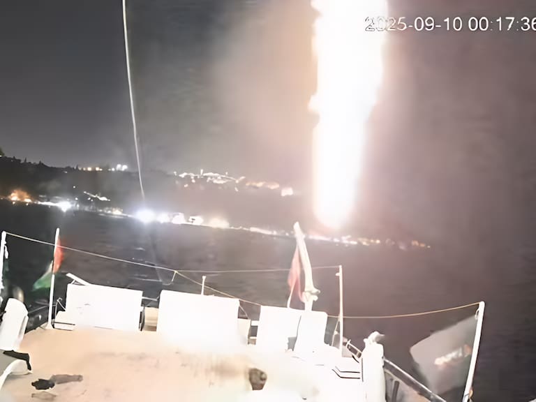 Vuelven a atacar flotilla humanitaria para Gaza: impactantes imágenes muestran misil lanzado desde dron