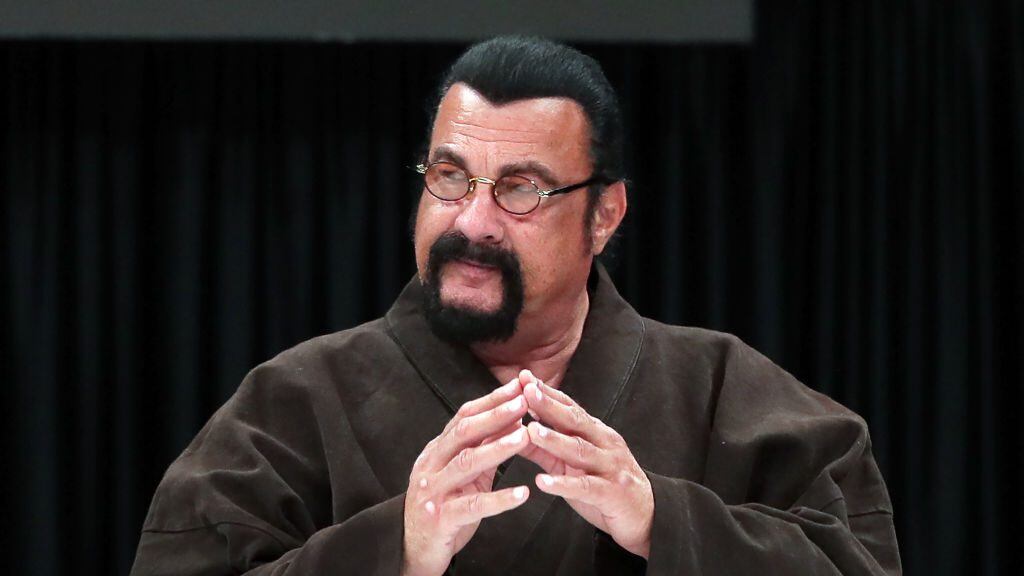 YEKATERINBURG, RUSSIA - OCTOBER 3, 2020: American actor Steven Seagal, chief instructor at the Russian Aikido Federation, observes an exhibition performance during the International Aikido Festival held at the RMK Academy of Martial Arts. Donat Sorokin/TASS (Photo by Donat SorokinTASS via Getty Images)