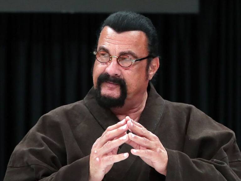 YEKATERINBURG, RUSSIA - OCTOBER 3, 2020: American actor Steven Seagal, chief instructor at the Russian Aikido Federation, observes an exhibition performance during the International Aikido Festival held at the RMK Academy of Martial Arts. Donat Sorokin/TASS (Photo by Donat SorokinTASS via Getty Images)