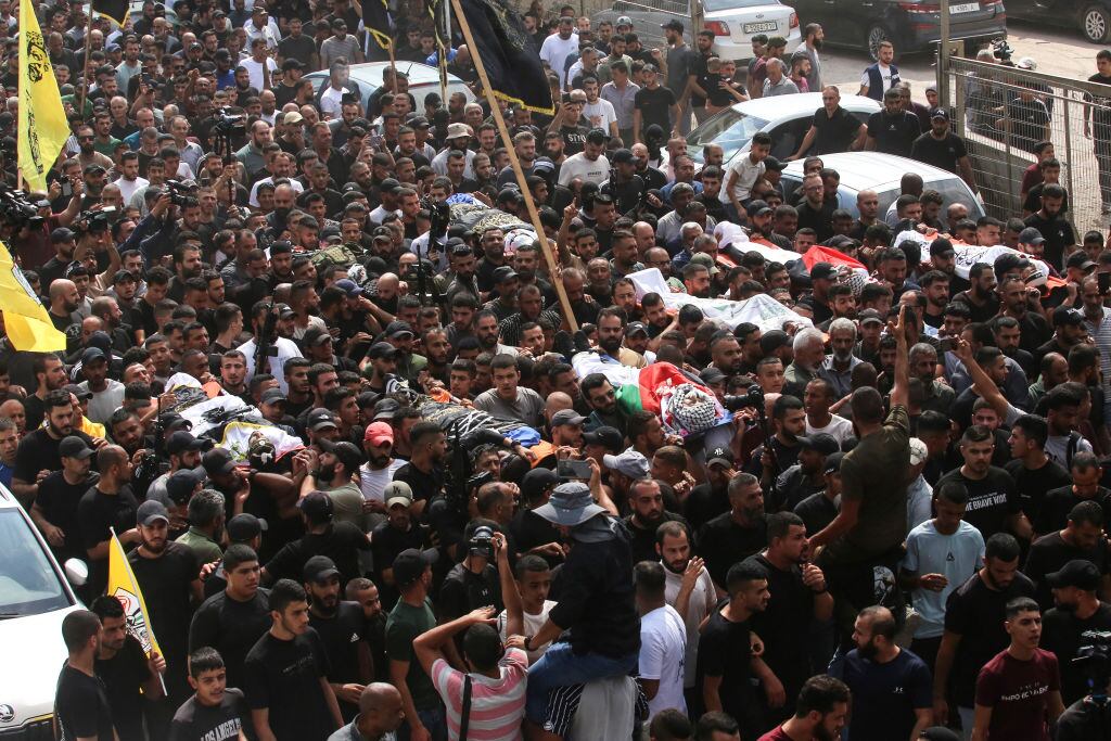 Palestinos homenajean a los muertos que deja la última incursión del Ejército de Israel en Cisjordania de Palestina