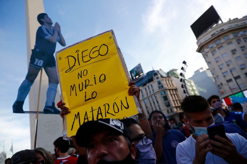 Manifestación en Buenos Aires pidiendo justicia para Maradona