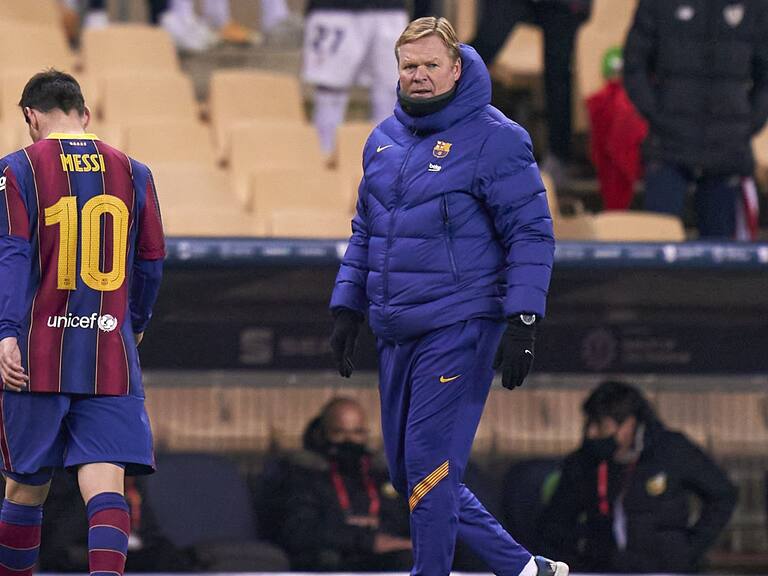 SEVILLE, SPAIN - JANUARY 17: Lionel Messi of Barcelona walks off the pitch after being shown a red card during the Supercopa de Espana Final match between FC Barcelona and Athletic Club at Estadio de La Cartuja on January 17, 2021 in Seville, Spain. Sporting stadiums around Spain remain under strict restrictions due to the Coronavirus Pandemic as Government social distancing laws prohibit fans inside venues resulting in games being played behind closed doors. (Photo by Quality Sport Images/Getty Images)