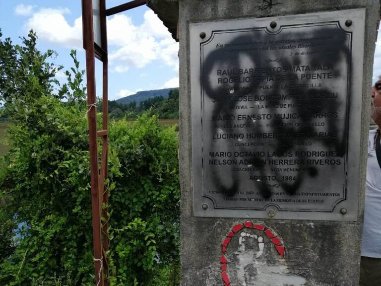 Los rayados en el Memorial Estancilla
