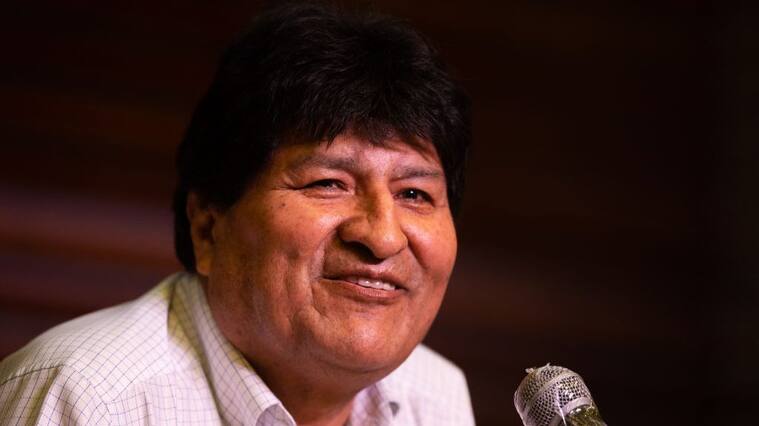Exiled former president of Bolivia Evo Morales talks to press on the day after the general elections in Bolivia on October 19, 2020 in Buenos Aires, Argentina. MAS (Movement Towards Socialism) party claims victory of Morales hand-picked candidate Luis Arce as official vote count continues. (Photo by Manuel Cortina/NurPhoto via Getty Images)