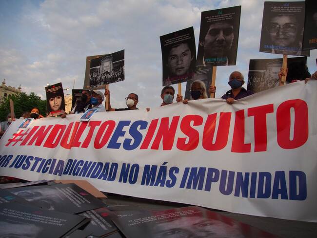 Protesta en 2019 contra eventual indulto al exdictador Fujimori en Perú