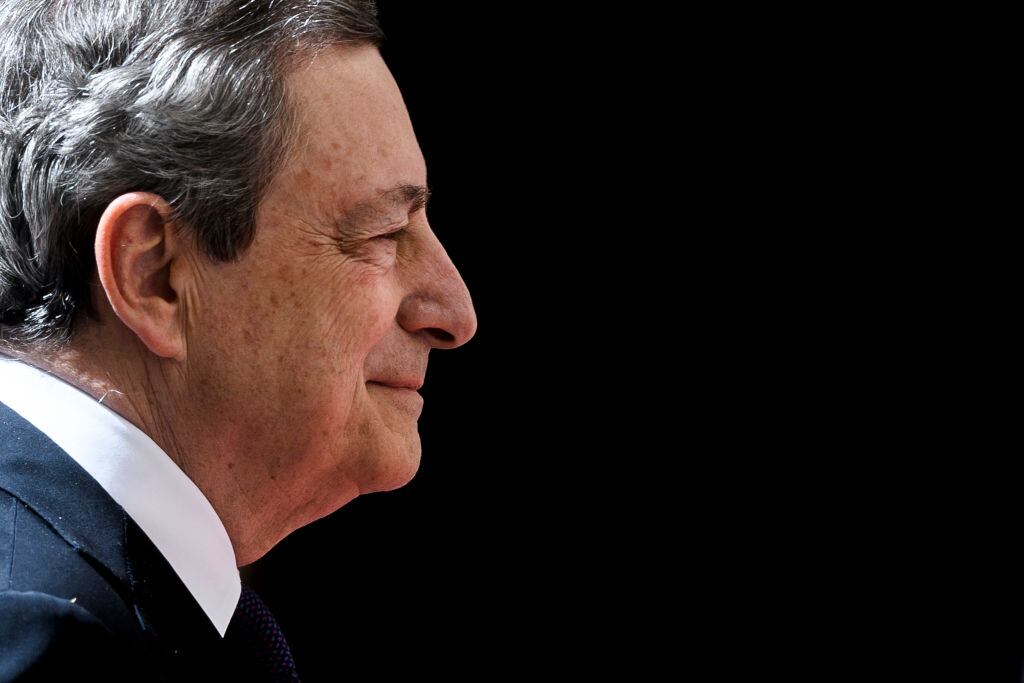 El primer ministro de Italia Mario Draghi en un acto oficial en Roma