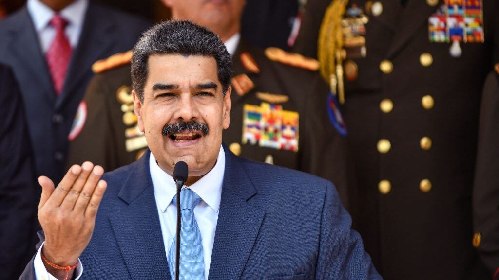CARACAS, VENEZUELA - MARCH 12: President of Venezuela Nicolas Maduro speaks during a press conference at Miraflores Government Palace on March 12, 2020 in Caracas, Venezuela. Maduro announced a travel ban for travelers flying in from Europe and Colombia and restricted gatherings and massive events in an attempt to stem the proliferation of the COVID-19 pandemic. Maduro also confirmed there are no cases in Venezuela. (Photo by Carolina Cabral/Getty Images)