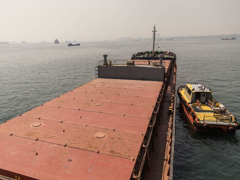 El barco MV Ramus con cereales ucranianos en el puerto de Estambul