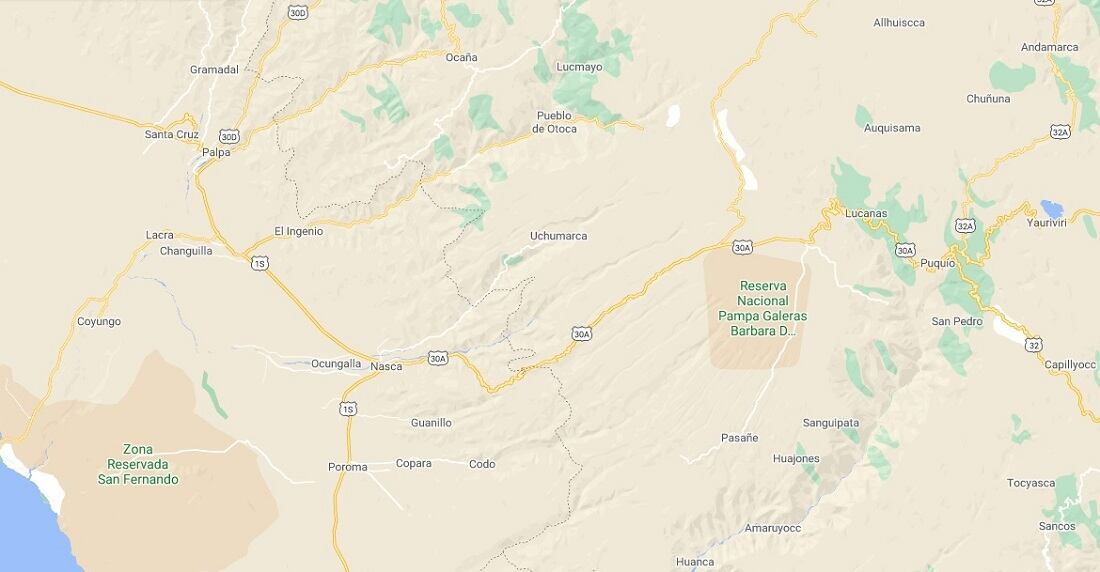 La zona del grave accidente carretero en Perú