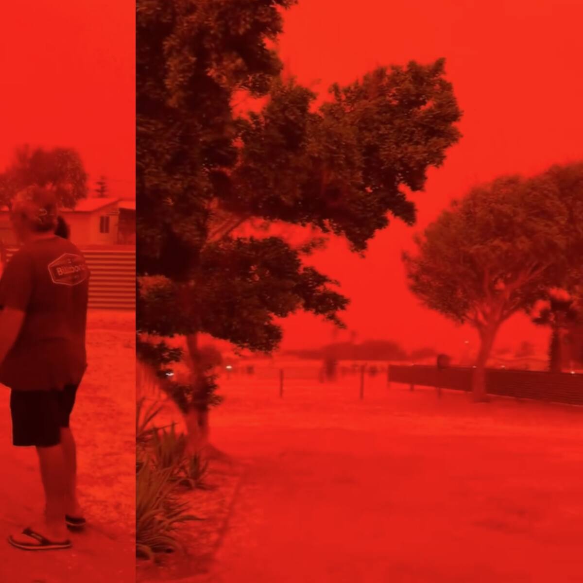 Paisaje “de película”: el impactante fenómeno que tiñó de rojo el cielo en Australia