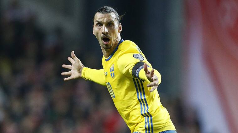 COPENHAGEN, DENMARK - NOVEMBER 17: Zlatan Ibrahimovic of Sweden celebrates scoring his second goal during the UEFA EURO 2016 qualifier play-off second leg match between Denmark and Sweden at Telia Parken stadium on November 17, 2015 in Copenhagen, Denmark. (Photo by Jean Catuffe/Getty Images)