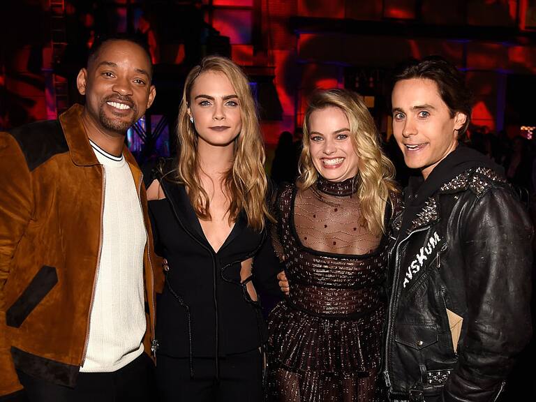 Actors Will Smith, Cara Delevingne, Margot Robbie and Jared Leto attend the 2016 MTV Movie Awards at Warner Bros. Studios on April 9, 2016 in Burbank, California