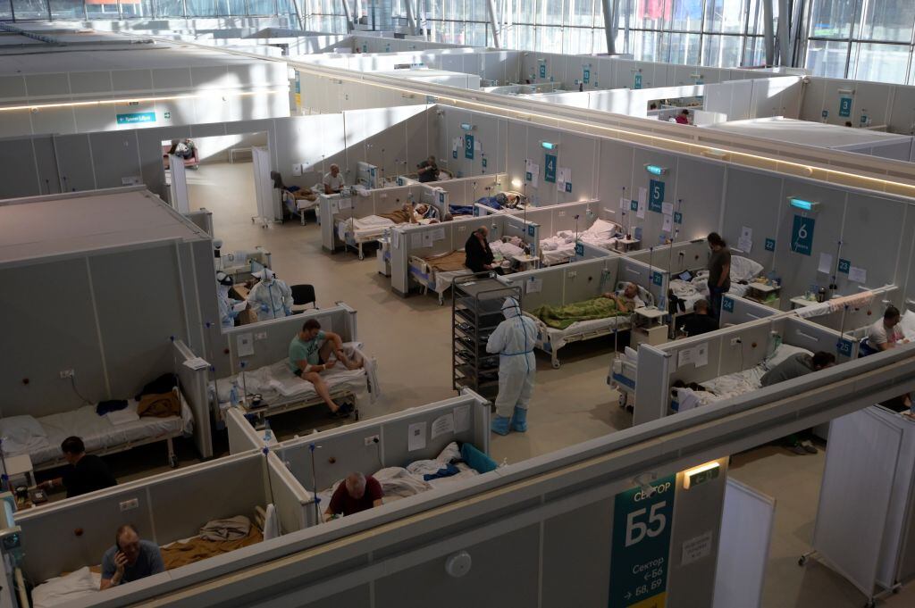 Un hospital de campaña para pacientes Covid-19 en Moscú