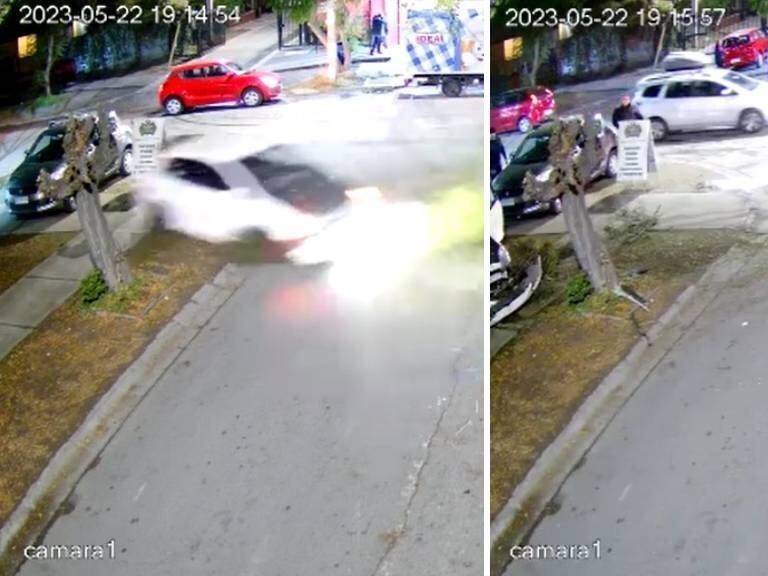 VIDEO | Vehículo evade control policial y se estrella contra un almacén en Puente Alto