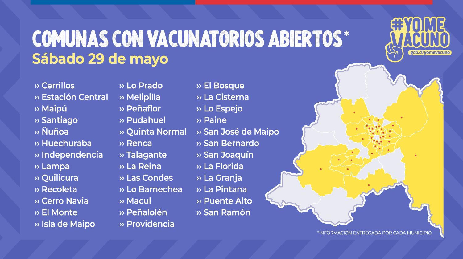 Centros de vacunación del sábado 29 de mayo / Ministerio de Salud