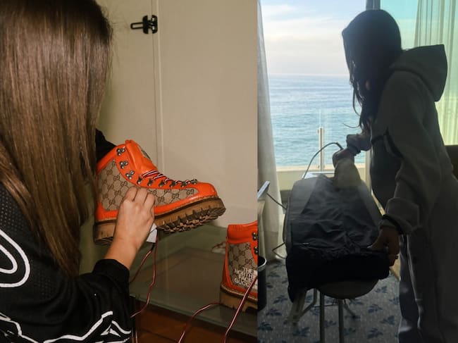 Tiare Arévalo preparando vestimentas de Pablo Chill-E para el Festival de Viña 2026.