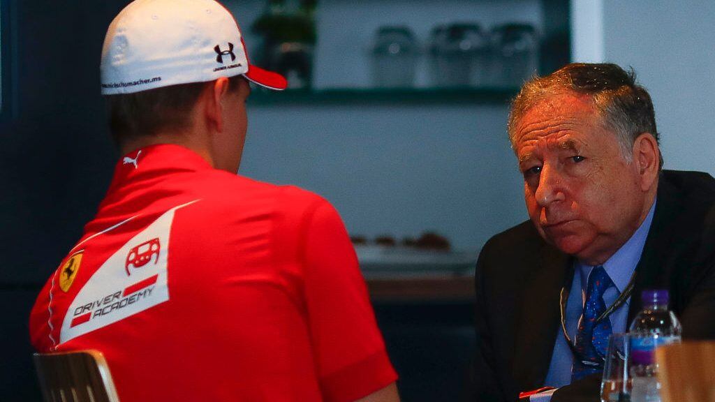 MONTE-CARLO, MONACO - MAY 26: Jean Todt and Mick Schumacher of Prema Racing during the F1 Grand Prix of Monaco at Circuit de Monaco on May 26, 2019 in Monte-Carlo, Monaco. (Photo by Eric Alonso/MB Media/Getty Images)