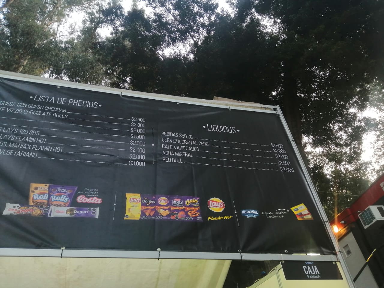 Precios de comidas y bebidas en la Quinta Vergara.