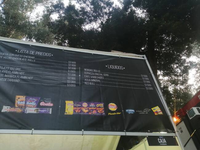 Precios de comidas y bebidas en la Quinta Vergara.
