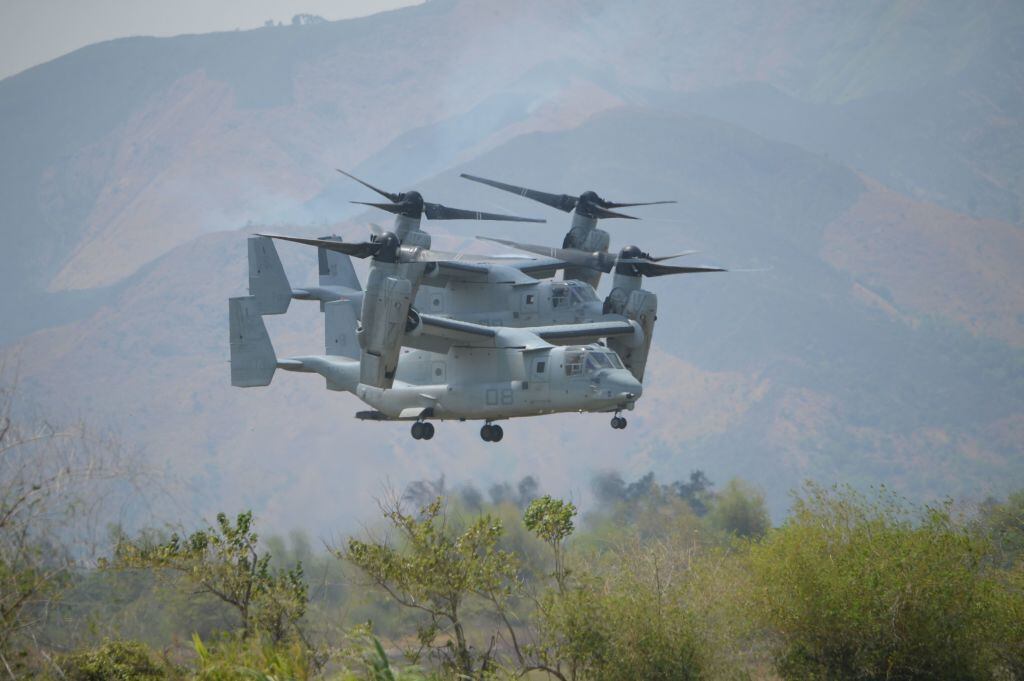 Imagen de las aviones de combate estadounidenses V-22 Ospreys