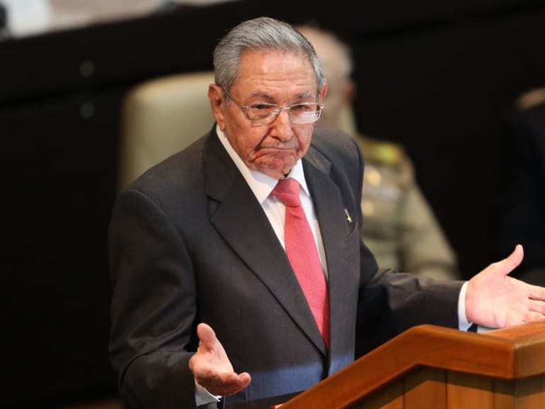 HAVANA, CUBA - APRIL 19: Former Cuban President Raul Castro speaks during the National Assembly at Convention Palace on April 19, 2018 in Havana, Cuba Diaz-Canel will be the first non-Castro Cuban president since 1976. Raul Castro steps down after 12 years in power. (Photo by Alexandre Meneghini-Pool/Getty Images)