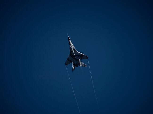 Un caza de combate MiG-29 de Bulgaria durante una presentación