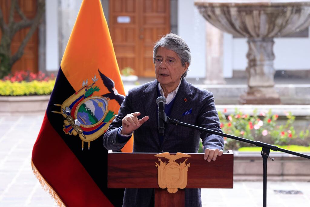 El presidente de Ecuador Guillermo Lasso realiza un anuncio