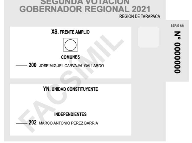 Voto de gobernadores regionales Tarapacá / Fuente: Servel