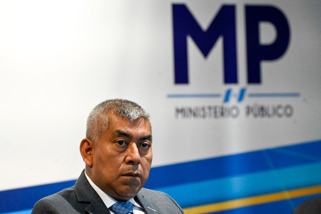 El fiscal jefe de la oficina contra la impunidad del ministerio Público de Guatemala, Rafael Curruchiche, quien es apuntado por corrupto por EEUU y UE.