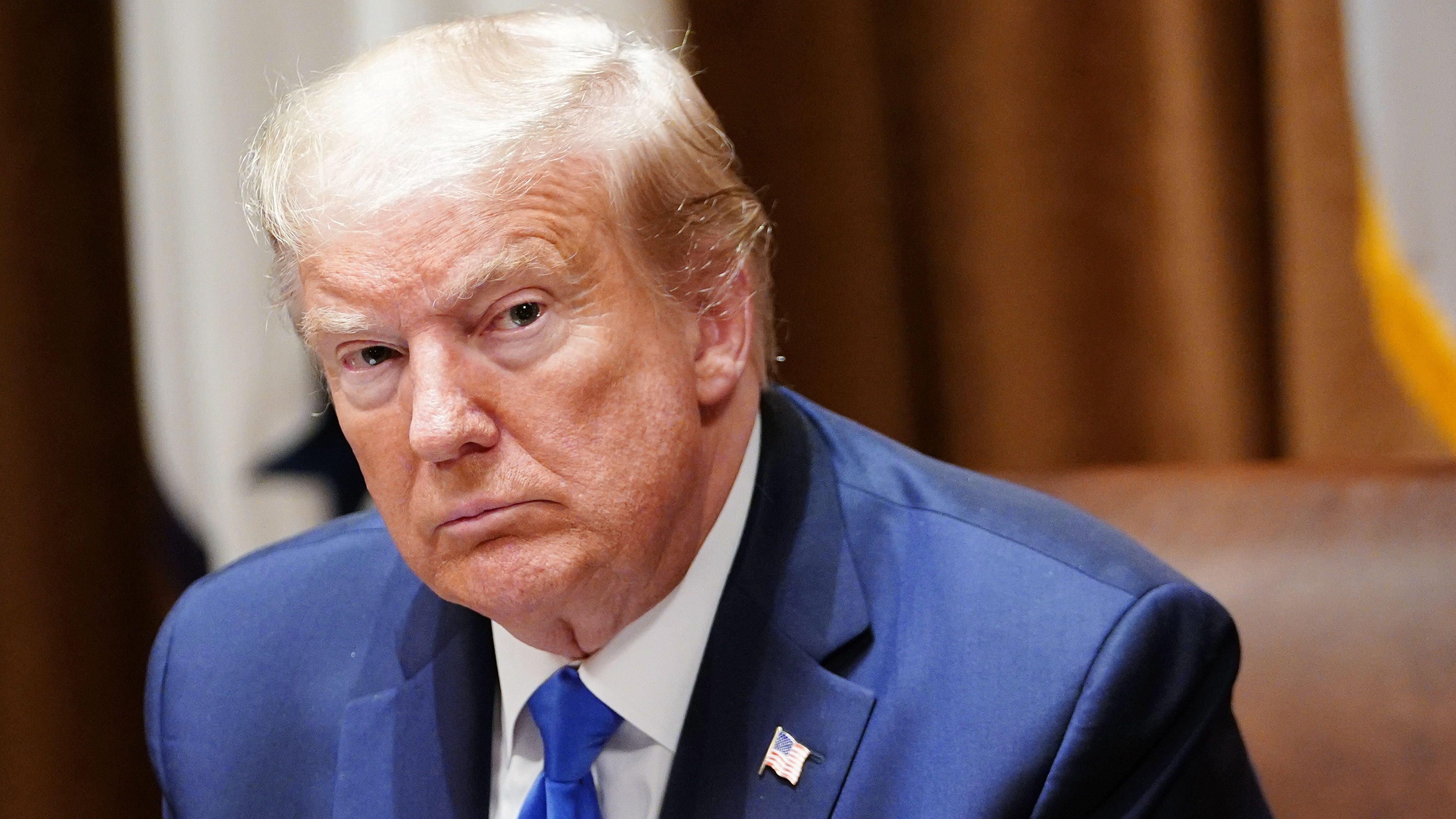 US President Donald Trump looks on during a meeting with military leaders and his national security team in the Cabinet Room of the White House in Washington, DC on May 9, 2020. (Photo by MANDEL NGAN / AFP) (Photo by MANDEL NGAN/AFP via Getty Images)