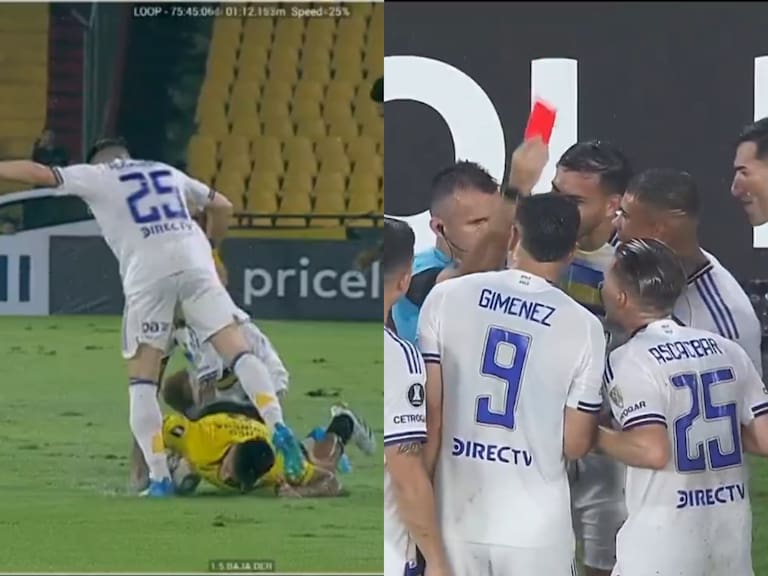 Solo pasa en la Libertadores: la increíble patada de un jugador de Boca Juniors en la cabeza de un rival