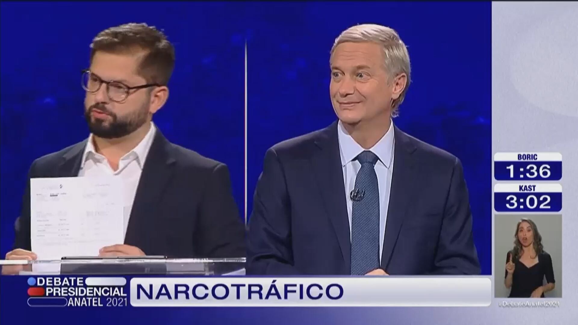 Debate Anatel: Gabriel Boric mostró test de drogas a José Antonio Kast