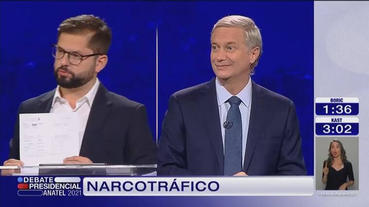 Debate Anatel: Gabriel Boric mostró test de drogas a José Antonio Kast